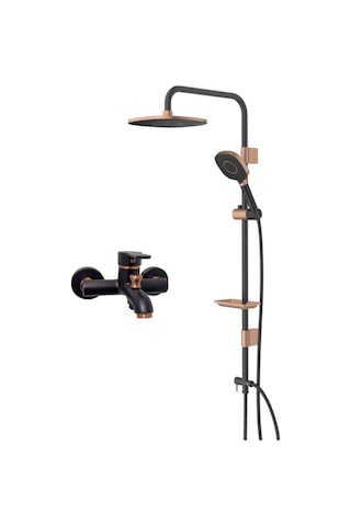 Armour Armatür Banyo Bataryası Ve Duş Seti Siyah Rose Siyah