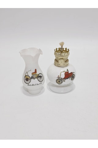 Antika Porselen Gaz Lambası 001 Beyaz