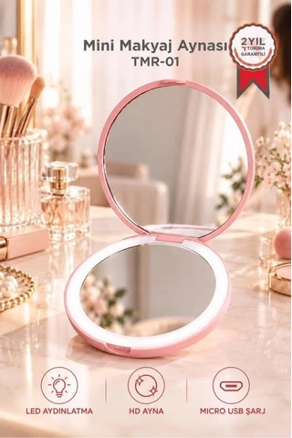 Özel Seri Aydınlatma Kozmetik Modern Led Işıklı Makyaj Aynası Tmr01 Pembe Çok Renkli