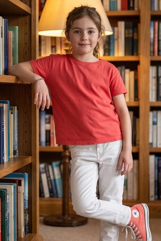 Kiagu Nar Kısa Kol Basic T-shirt- Terletmeyen Esnek Kumaş Pamuklu Mevsimlik Nar Çiçeği Kısakol Kız Çocuk Tsort Nar Çiçeği