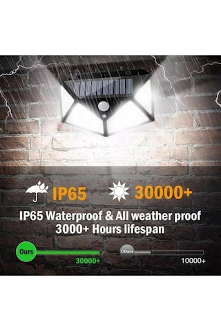 Sge Teknoloji Siyah Solar Güneş Enerjili Hareket Sensörlü 4 Taraflı Bahçe Garaj Ev Aydınlatma Lambası