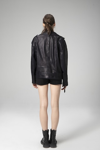 Dericlub Pamela Unisex Jumbo Oversize Biker Hakiki Deri Mont Lacivert Null Lacivert