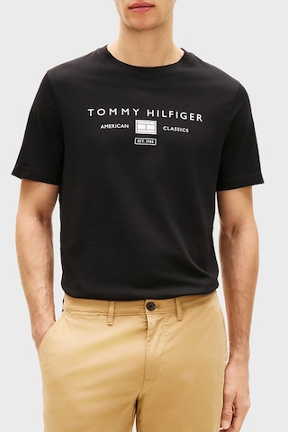 Tommy Hilfiger Logolu % 100 Pamuk Regular Fit Bisiklet Yaka T Shirt Erkek T Shirt Mw0mw42365 Bds Siyah