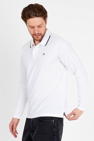 JAHR MARC Uzun Kollu Beyaz Erkek Polo Yaka T-shirt Beyaz