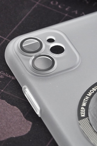 Apple Uyumlu iPhone 11 Uyumlu Beyaz Renkli Yarı Şeffaf İnce Sert Kapak Kılıf Kamera Lens Korumalı Beyaz -