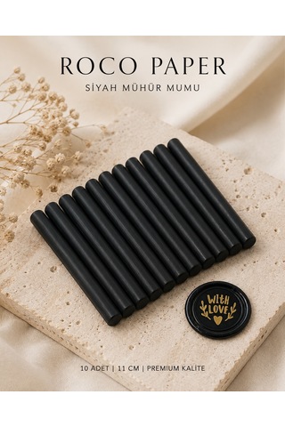 Siyah Silindir Mühür Mumu, 10 Adet - 11 Cm, Zarf Ve Davetiye Mühr Diğer