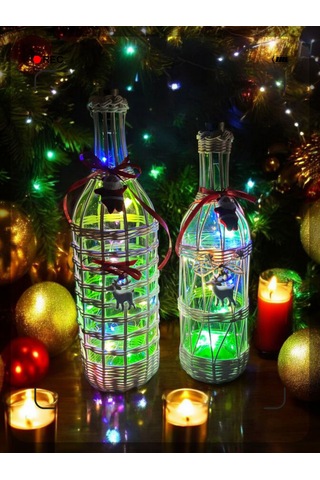 Peri Led Işıklı Bambu Şişe Noel Temalı