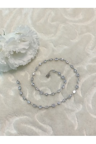 Canka Taşlı İthal Choker Tasma Gümüş Kolye