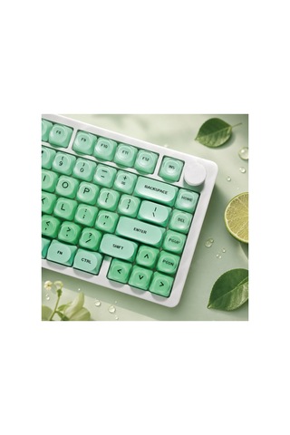 Leaven 128 Tuş Pbt Keycap Seti - Retro Yuvarlak Moa Profil Cherry Mx Uyumlu Klavye Tuşları - Turkuaz