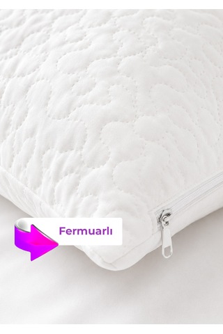 5 Adet Kapitone Yastık Alezi - Fermuarlı - 50x70cm - Nonwoven Beyaz