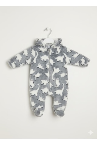 Balbeybi Welsoft Unisex Bebek Çocuk Kışlık Fermuarlı Peluş Tulum , Bebek Ve Çocuk Tulum Gri