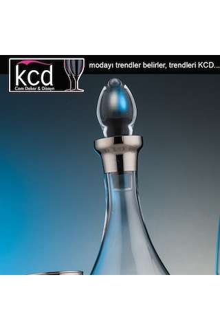 Kcd Soprano Platin Dekor Yaldızlı Desenli Kapaklı Cam Şişe Sürahi