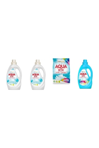 Aquabor Doğal Mineralli Sıvı Beyaz + Sıvı Beyaz + 4 Kg Renkliler + Sıvı Renkliler 4 Lü Set