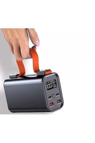 50000 Mah 100w Hızlı Şarj Powerbank Dijital Gösterge Type-c & Usb Çoklu Çıkış Süper Güçlü Power Bank Siyah