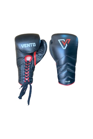 Vento Reaper Bağcıklı Hakiki Deri Boks Ve Kick Boks Eldiveni Siyah Siyah
