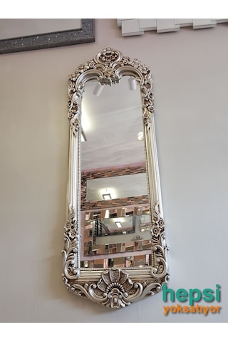 Klasik Model Gümüş Renk Varaklı Boy Aynası Gümüş