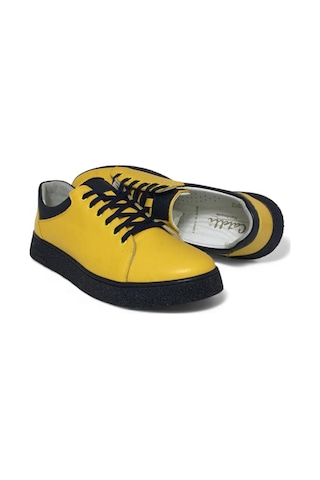 Catelli %100 Deri Ortopedik Erkek Rahat Günlük Sneaker Mevsimlik Taraftar Ayakkabı 40-44 Sarı Lacivert