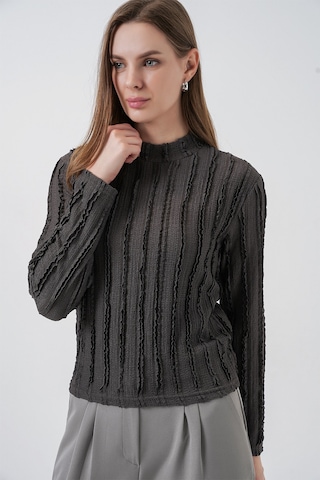 Kadın Dokulu Esnek Örme Bluz 975 - Antrasit Antrasit