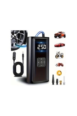 Meridiangoods Portable Tire Inflator Air Pump Mini Hava Kompresörü Dijital Göstergeli Otomatik Stop