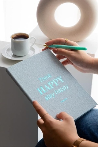15x21 Keten Süresiz Planlayıcı Ajanda Defter Mavi 103 Ivory