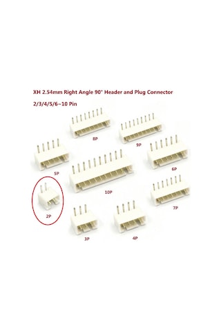 2 Pin Jst-xh 2.54 Tunik Konnektör Erkek Eğik 90