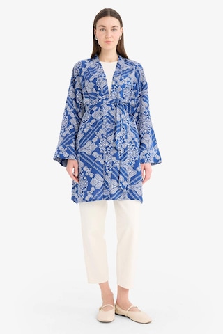 Defacto Relax Fit Bisiklet Yaka Desenli Viskon Kimono E7262ax25smbe399 Mavi