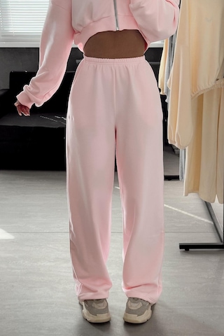 Pembe Geniş Paça Basic Kadın Eşofman Altı Mg2553 Pembe