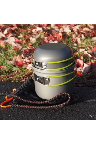 Createtech Yürüyüş W Tencere Tava Sobası Sırt Çantası Braketi Açık 3000 İr Kampçılar İçin Seyahat Pişirme Seti Gümüş