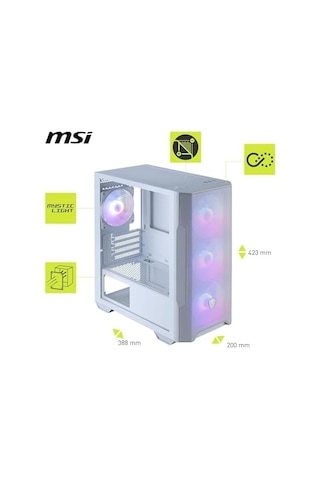 Msı Mag Forge M100r Whıte Temperlı Cam 3x120mm 1x120mm Argb Fan Matx Gamıng Bılgısayar Kasası