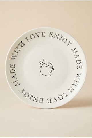 Grandora Made With Love Enjoy Desenli 20 Cm Pasta Tabağı 6 Lı Set Beyaz Tatlı, Pasta, Kahvaltı Tabağı Beyaz