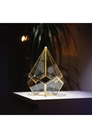 31x22x2cm Pirinç Gold Geometrik Teraryum Cam Fanus Takı Aksesuar Çikolata Kutusu