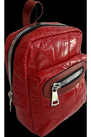 Sentt Parlak Deri Çift Fermuarlı Çanta