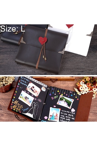 Dıy Yaratıcılık Gevşek Yaprak İmitasyon Deri Retro Aşk Kalp Kilidi Desen Hatıra Fotoğraf Albümü, Boyut: L