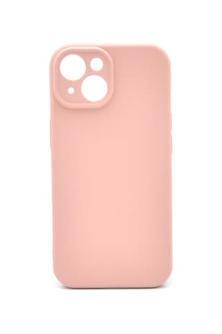 Apple Uyumlu iPhone 15 Düz Renk Esnek Yumuşak Silikon Kılıf Rubber Pembe