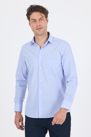 İmza Mavi Uzun Kol Pamuklu Basic Comfort Fit Gömlek 1004250002 Mavi