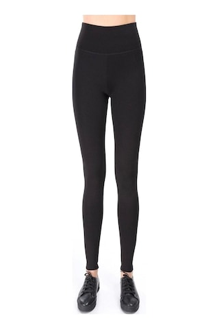 Incebelli Kadın Siyah Geniş Kemerli Çelik Örme Taytsiyahm Siyah