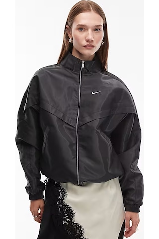 Nike Sportswear Windrunner Womens Shine Oversized Jacket Bol Kesim Kadın Günlük Ceket Siyah