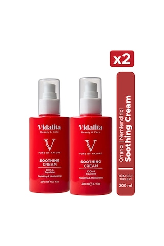 2 Adet Onarıcı Nemlendirici Vücut Kremi Soothing Cream Cıca & Squalane 200 Ml