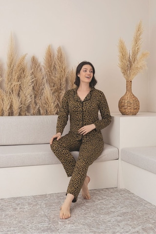 SUDE HOMEWEAR Kadın Uzun Kol Gömlek Pijama Takımı Siyah