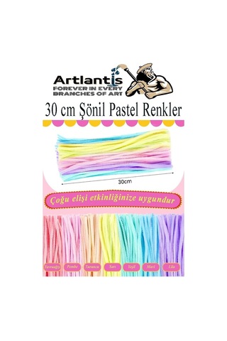 Şönil Pastel Renkler 30 Cm 50 Li 1 Paket Pastel Renkli Tüylü Tel Peluş Tel 30 Cm Elişi Okul Projeleri Süsleme Genel