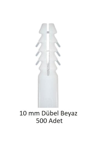 Dübel, 10 mm Plastik Beyaz Dübel 500 adet