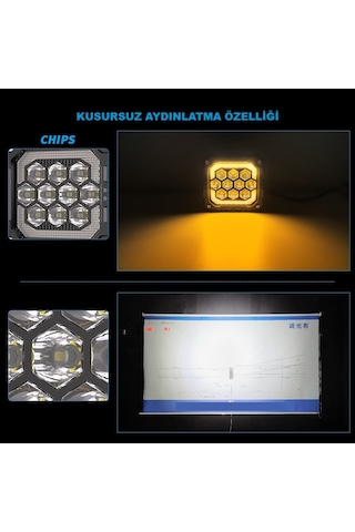 Off Road 4 İnç Led Aydınlatma Kaput Üstü Led Tampon Gündüz Led Ve Sis Farı Projektör Lambası Seti