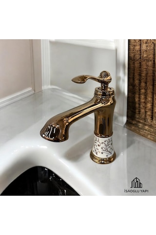İsaoğlu Yapı Bronz Lavabo Bataryası Bakır Vintage Armatür Country Klasik Armatür Bakır
