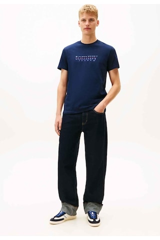 Tommy Hilfiger Erkek Logolu Pamuklu Bisiklet Yakalı Şık Görünüşlü Günlük Kullanıma Uygun Lacivert T-12263 Lacivert