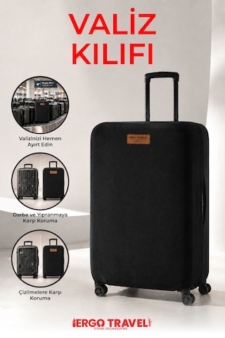 Viscofoam Valiz Bavul Koruma Kılıfı Kadife Kılıf Büyük boy - Siyah - Ergo Travel
