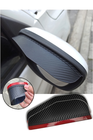 2 Adet CARBON Oto Araç Dış Yan Ayna Yağmur Koruyucu Rüzgarlık