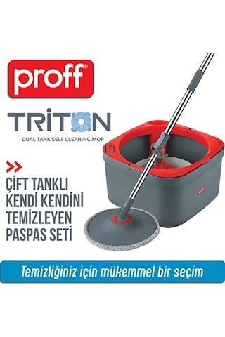 Proff Yeni Triton 170 Spin Mop Temiz Kirli Su Tanklı Temiz Su Kapasitesi 2 L