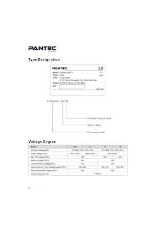 Pantec 60hp 45 Kw Solar Pompa Inverter 3x380v Fu9000sı-045g-9