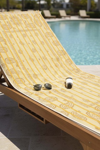 Sarı Retro %100 Pamuklu Plaj Havlusu 70x140 Cm