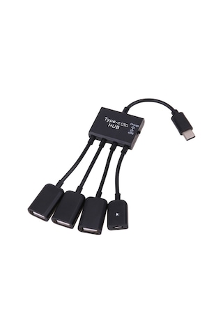 Type C Otg Hub 3 Port Usb 2.0 Çoklayıcı Hub + Mikro Usb Şarj Girişi